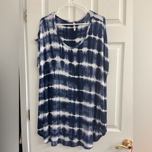 Elegant Navy Tie-Dye Women's Tunic